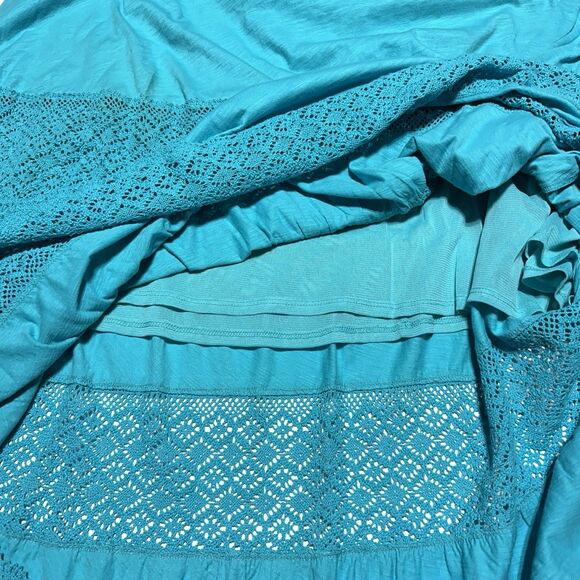 Lane Bryant Maxi Skirt Women's Turquoise Blue Tiered Crochet Lace 26 / 28 NWT - Picture 5 of 9
